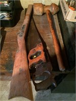 Hand Saws, Homemade Gun Stock & Hammer