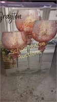 3 large glass candle holders in box