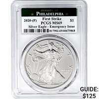 2020-P Silver Eagle PCGS MS69 First Strike