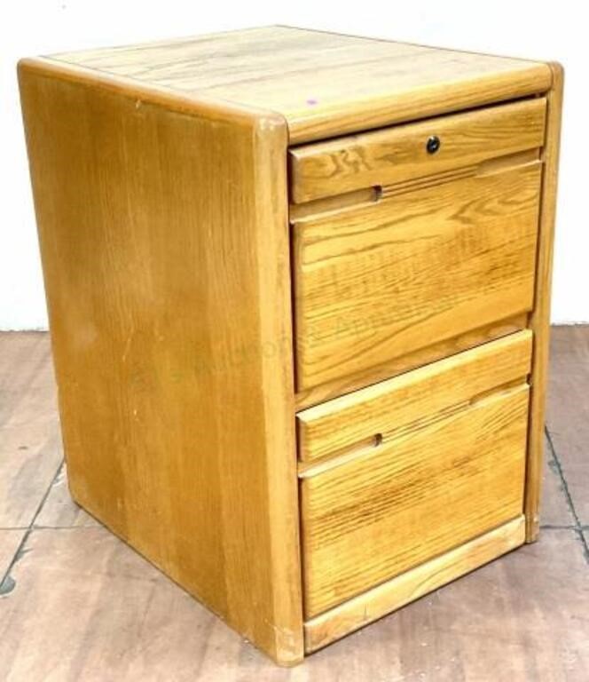 Vintage Traditional Locking Wood Filing Cabinet