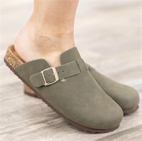 FOREVER OLIVE ROUND CLOG SLIDE WITH BUCKLE (SIZE