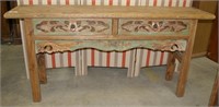 Carved Wood Painted Console Table 78' x 34"