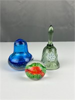 Hand painted bell and paperweights