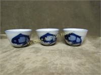 3 Made in Japan Porcelaina Cups with Fish Design