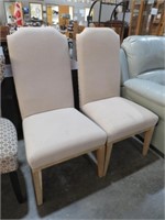 PAIR OF CLOTH HIGH BACK SIDE CHAIRS