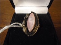 SILVER NAVAJO STYLE PINK MOP RING