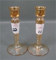 2 Rihimaki Marigold Miniature Swirl Candlesticks