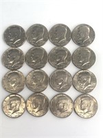 16 Bicentennial Kennedy half dollars No Silver