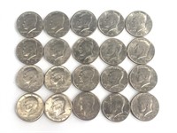20 Kennedy half dollars, no silver