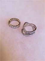 Rhinestone Cocktail Rings Size 7.5