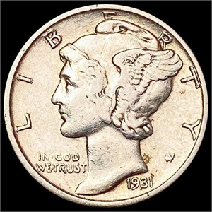 1931-S Mercury Dime CLOSELY UNCIRCULATED