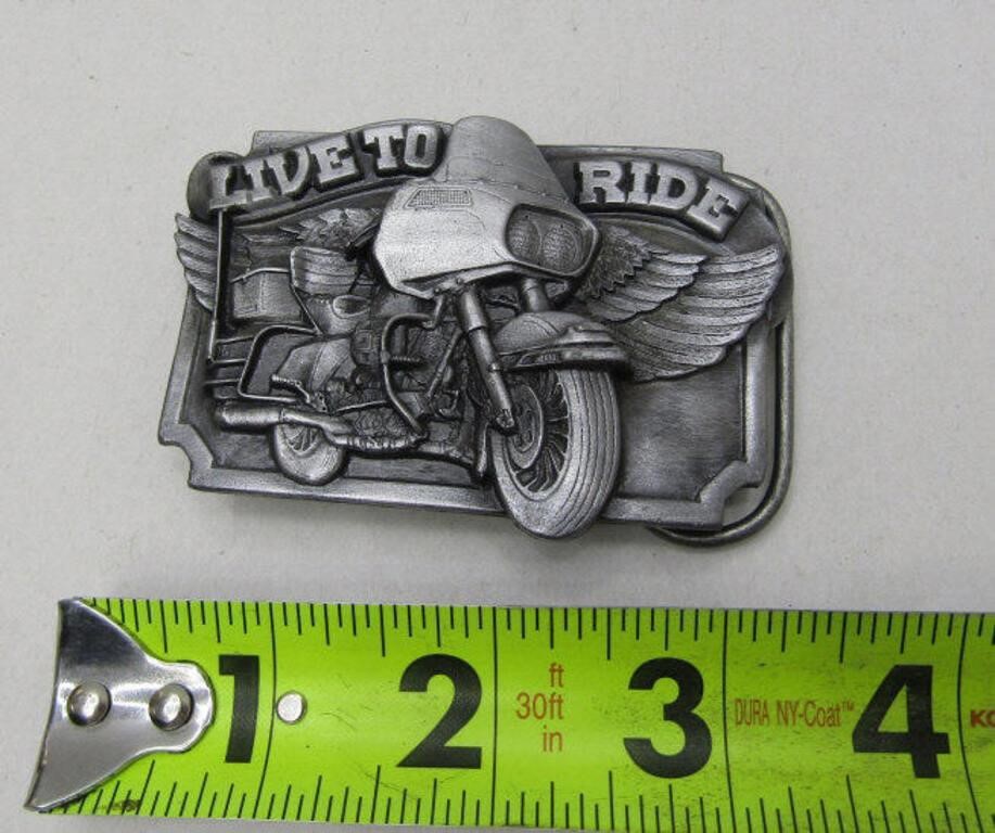 1983 "Live to Ride" Motorcycle Belt Buckle