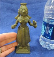 brass hindu goddess with bird statue ~6 inch tall