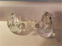 3 Pc Glass Figurines