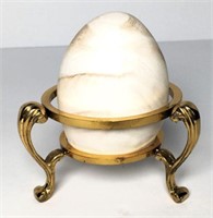 Plaster Egg on Brass Stand