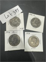 4 1972 AND 1973 KENNEDY HALVES