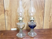 Pair of Glass Oil Lamps