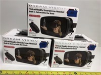 Lot of 3 Dream Vision VR smartphone headset