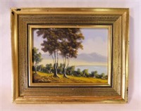Original miniature landscape oil painting, framed