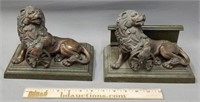 Pair Cast Lion Bookends as is