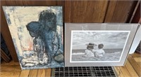 2 piece art - abstract mother & daughter & kids