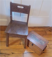 Johnny's primitive box & child's chair