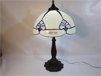 Bronze Metal Lamp w/Stained Glass Style Shade