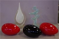 Three contemporary art glass vases