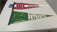 (2) College Pennants: George Mason and Oklahoma