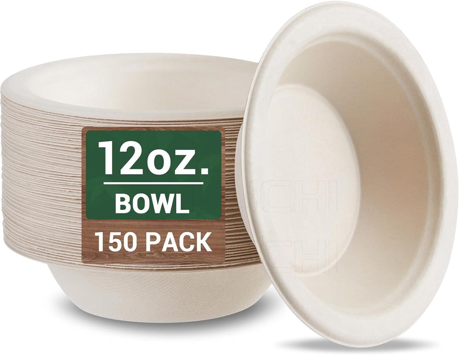$10  Compostable Paper Bowls 12 oz  150 Pack