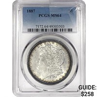 1887 Morgan Silver Dollar PCGS MS64