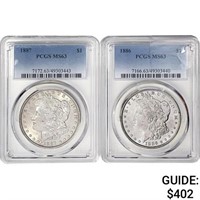 [2] 1886-1887 Morgan Silver Dollar PCGS MS63