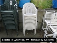 LOT, (11) RESIN PATIO CHAIRS (WHITE)