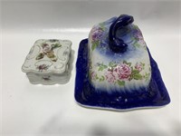 Japanese Porcelain Trinket Box & Cheese Plate