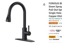 FORIOUS Black Kitchen Faucets with Pull Down