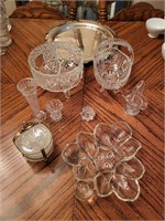 Crystal Items & Silver Serving Tray