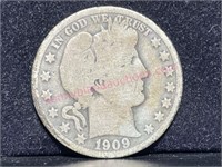 1909-O Barber Half Dollar (90% silver)