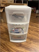 3 Drawer Plastic Organizer W/ Books and Markers