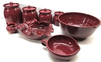 Glazed Terra Cotta Canister Set W/Bowl, Dishes