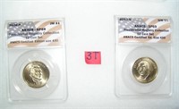 Pair of graded uncirculated Golden Dollar Preseden