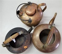 3 Copper Tea Pots