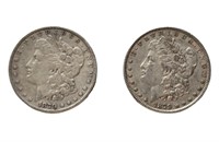2 1879 Morgan silver dollars
