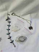 Seashell necklace and earrings with crab pendant