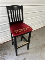 Red Cushioned Slat Back Bar Stool - 30"