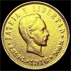 1916 Mexico .1206oz Gold 5 Pesos NICELY