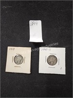 1919 & 1941 mercury dimes (display case)