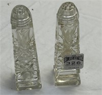 Crystal salt and pepper shakers 5"