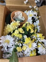 Artificial Flowers and Ceramic Pots Lot