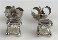 14K White Gold Princess Cut Diamond Earrings