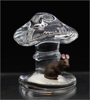 Waterford Crystal Mushroom w/ Die-cast Mouse